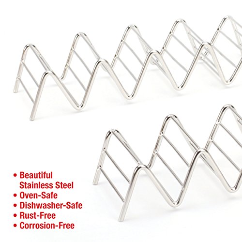 image for 2 Lb. Depot Taco Shell Holder, Stainless Steel Taco Rack Hard Soft Tac
