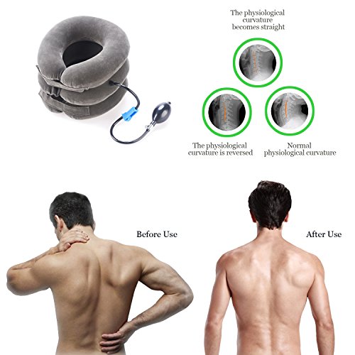 Verfanny Cervical Neck Traction Device Health Neck Brace- Cervical Neck Traction Pillow - Instant Pain Relief for Chronic Neck and Shoulder Pain - Effective Alternate Pain Relieving Remedy -Gray