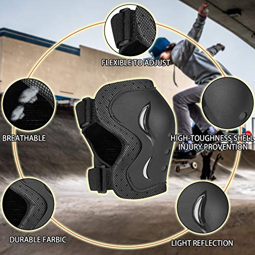 skybulls Adult Youth Knee Pads Elbow Pads Wrist Guards, [6Pack] Knee