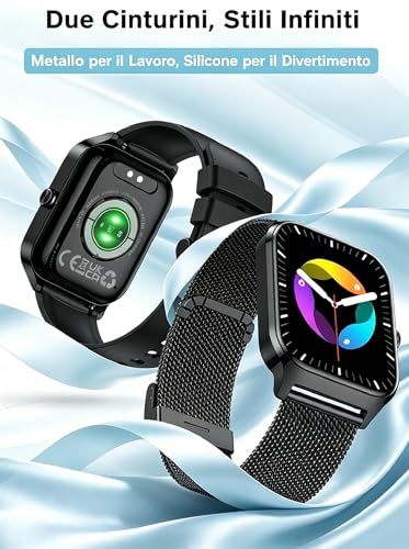 Popglory Smartwatch for Men and Women Calls, 1.85 Inches Health Watch with Blood Pressure, Heart Rate, Sleep, 100+ Sports Fitness Tracker, Pedometer, Compatible with Apple, Samsung, Android