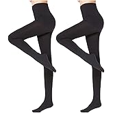 TRIBROS Fleece Lined Tights for Women,2 Pairs High Waist Warm Winter Thermal Pantyhose