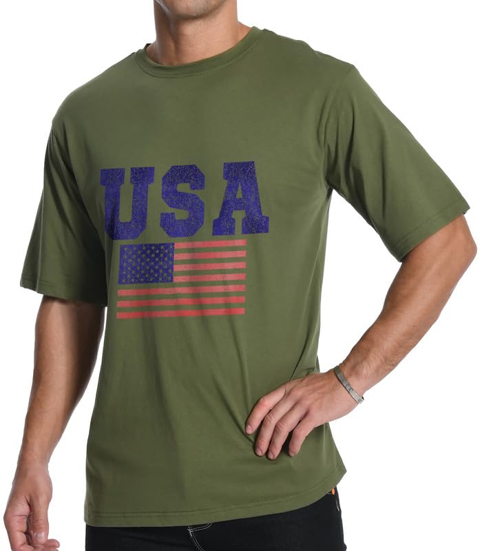 Men\'s Graphic Tees, Short Sleeve USA Flag Crewneck Casual American Patriotic Regular T-Shirt for Men