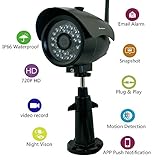 Sumpple Wifi Wireless/Wired 720P Digital Video Outdoor/Indoor IP Network Camera, Night Vision, IP66 Waterproof, Video Record, Snapshot, Motion Detection, Email Alarm, Support IOS, Android or PC Black