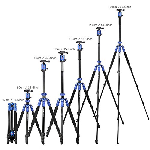 Zomei Camera Aluminium Tripod 63 Inch with Ball Head Quick Release Plate DSLR Travel Tripod for Canon Nikon DSLR DV Scope camcorders and Projector(Blue) - Thumbnail 4