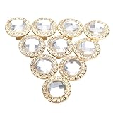 Jocestyle 10PCS Round Pull Handle Glittering Rhinestone Knob for Cupboard Drawer (Gold)