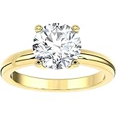 ARAIYA FINE JEWELRY 1 Carat - 5 Carat Lab Grown Diamond Solitaire Engagement Ring for Women | 14K Yellow Gold Wedding Anniversary Band Ring | E-F Color and VS1 Clarity