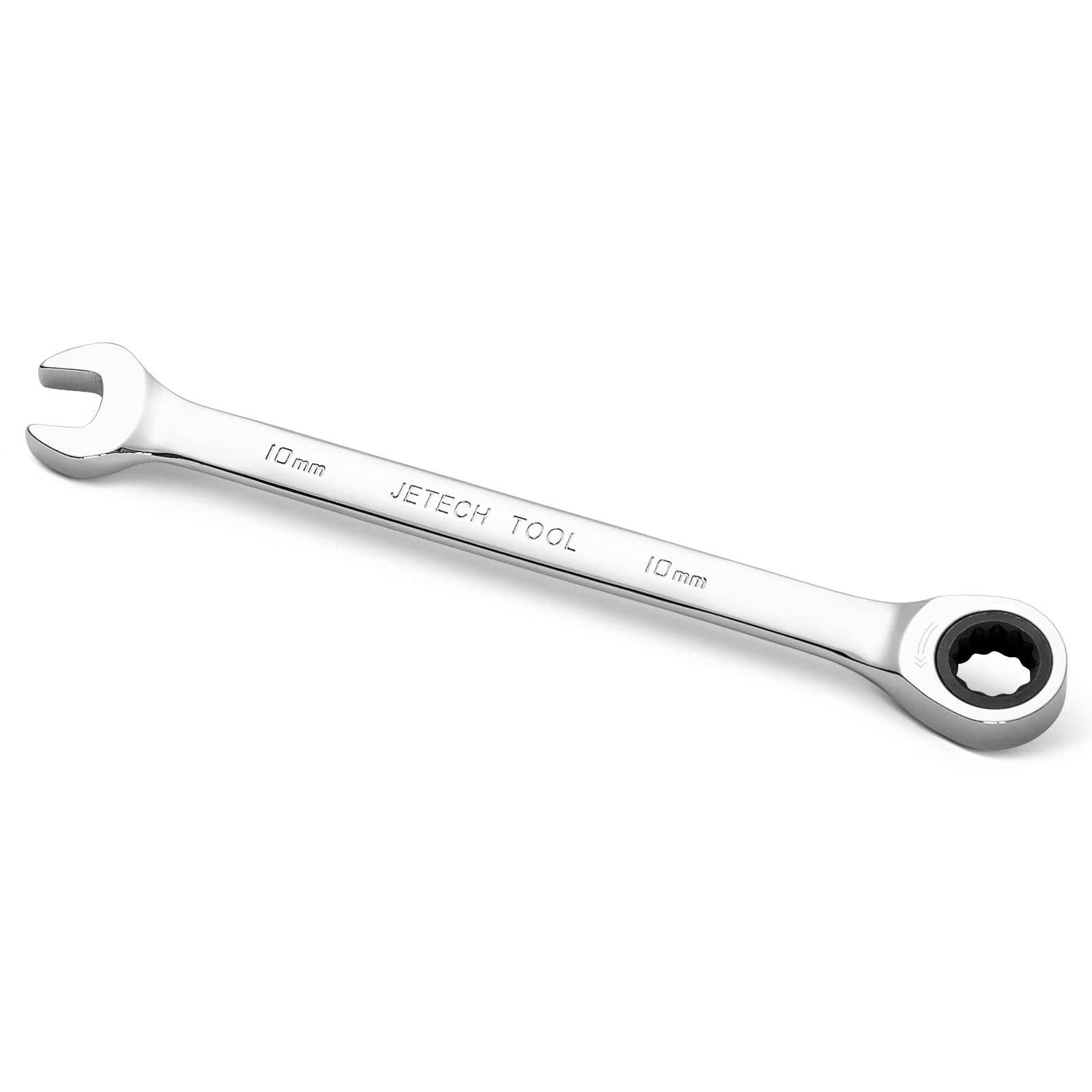 Jetech 10mm Gear Wrench - Metric Industrial Grade Cr-V Steel Ratcheting Combination Wrench, Ratchet Spanner in Polished Chrome Finish — image 1
