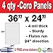 Corrugated Plastic Panel Kit (4 Panels) | 24 inch x 36 inch, CoroPlast Sign Sheet (4MM Thick) | Includes Blue Arrow Stickers | for Advertising, Business, Baby Showers, Graduations, and More!