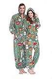XMASCOMING Women's & Men's Hooded Fleece Onesie Pajamas Merry Xmas Size US XL