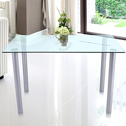 Vividy Dinning Table, Rectangle Clear Glass Top Dinning Kitchen Room Furniture (1 table)