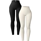 OQQ Women's 2 Piece Butt Lifting Yoga Leggings Workout High Waist Tummy Control Ruched Booty Pants