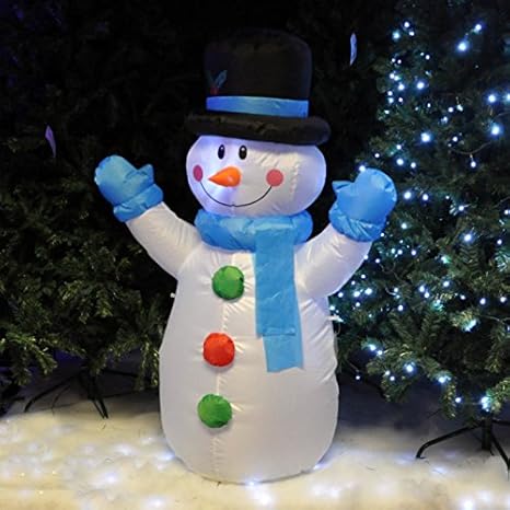 Kingfisher 1,22 cm Langer, mit Luft gefüllter LED-Schneemann für Weihnachten, aufblasbare und beleuchtete Gartenrasen-Deko