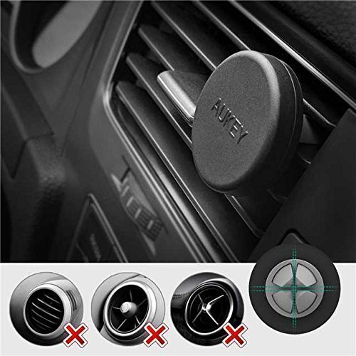AUKEY Handyhalterung Auto Magnet ( 2 Stücke ) Lüftung KFZ Halterung Universal für iPhone 7/6s/6/5s/5, Samsung S8 und jedes Andere Smartphone Oder GPS - Schwarz