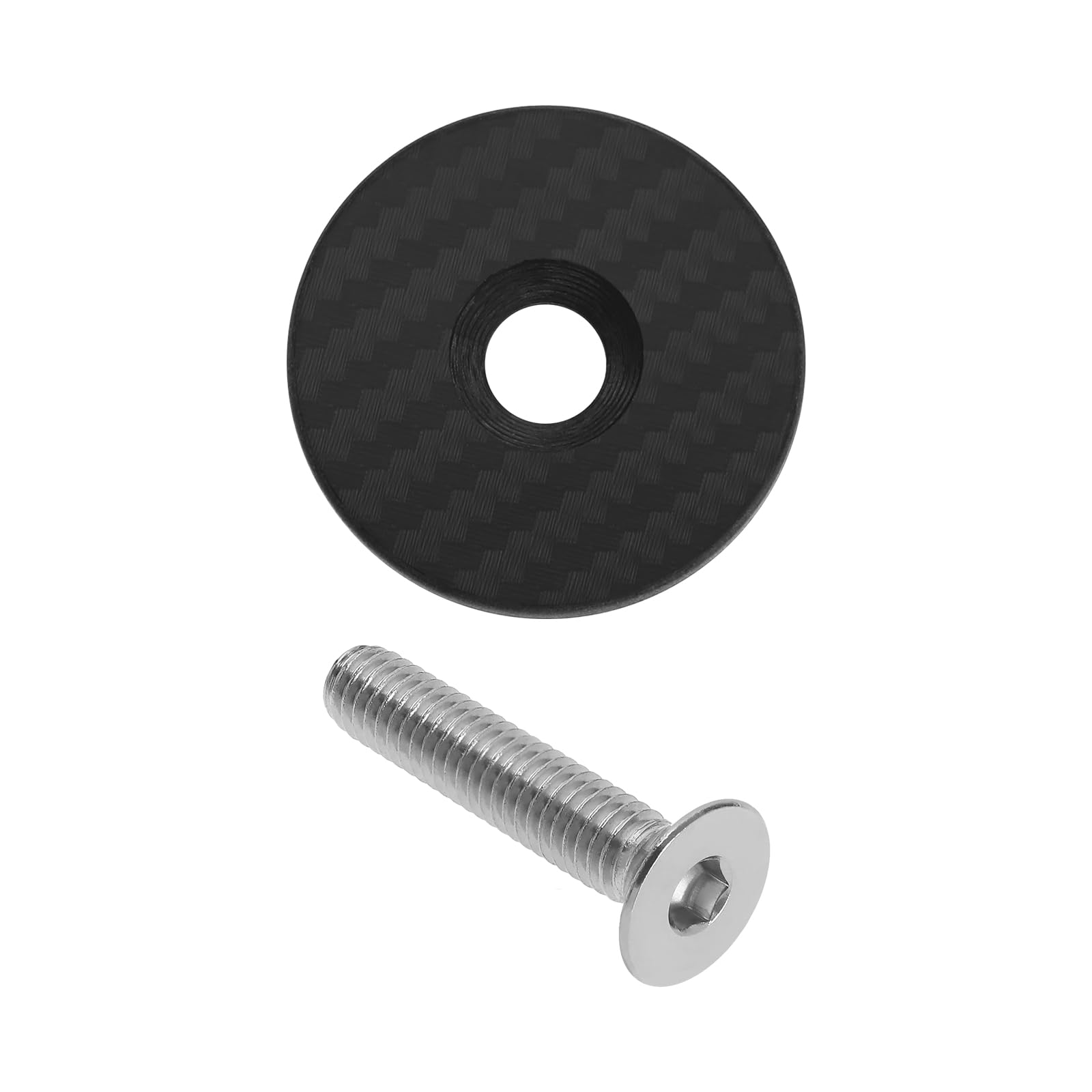 The Lord of the Tools Carbon Fiber Headset Top Cap with Steel Screw M6 x 35mm for 1-1/8 Inch Bicycle Steering Tubes MTB Road Bike Parts Cycling Components