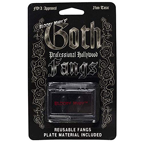 Bloody Mary Vampire Teeth Fake Fangs Ideal for Halloween & Theatrical Performances - Reusable with Permanent Molding Material - Special Effects Realistic Pointy Teeth (Jet Black) - Thumbnail 5
