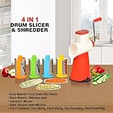 Kitchen Bazaar 4 in 1 Drum Grater Shredder Slicer For Vegetable, Fruits, Chocolate, Dry Fruits, Salad Maker With 4 Different Attractive Drums