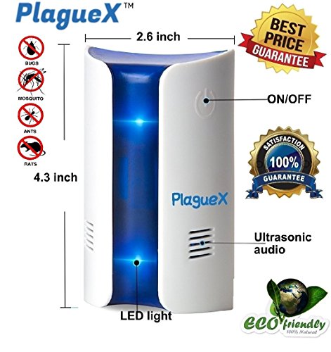 PlagueX Ultrasonic | Electromagnetic Pest Repellent Plug in House Indoor Outdoor Pest Repellent Natural Repellent Mice, Mosquitoes, Ants, Fleas, Rats, Roaches, Rodents, |2018 UPGRADE | by PlagueX Ultrasonic | Electromagnetic Pest Repellent Plug in House Indoor Outdoor Pest Repellent Natural Repellent Mice, Mosquitoes, Ants, Fleas, Rats, Roaches, Rodents, |2018 UPGRADE | by