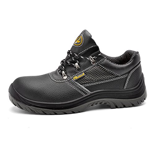 SAFETOE Men Steel Toe Cap Safety Shoes - L7222 Water Resistant Lightweight Leather Work Boots