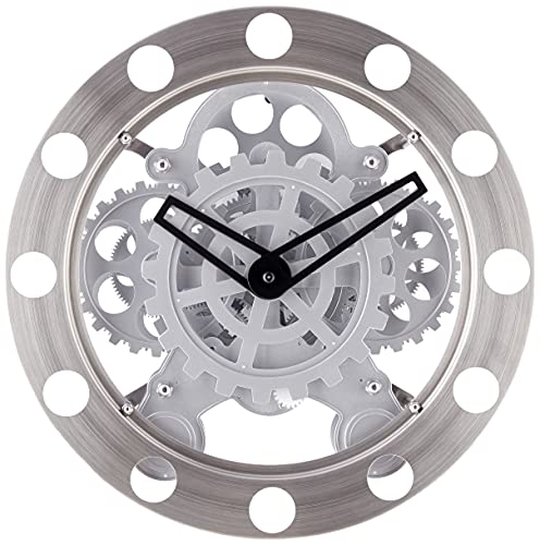 Kikkerland Gear Wanduhr, Nickel/Weiß