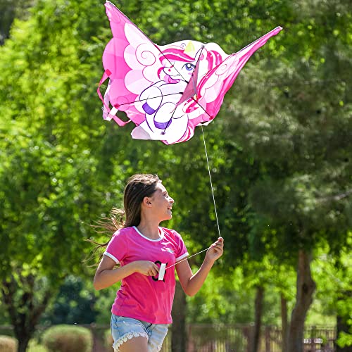 JOYIN Cometa de unicornio de 43.3 pulgadas, fácil de volar para niños y adultos, cometa de playa grande para juegos y actividades al aire libre