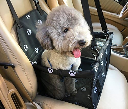 COLEYOUB Portable Pet Car Booster Seat Foldable Dog Seat with Clip-On Safety Leash / Zipper Storage Pocket / Seat Belt Tether / Perfect for Small and Medium Pets up to 20 lbs