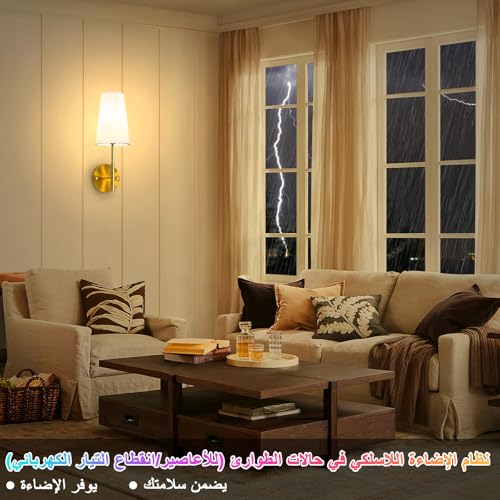 Bacane Wall Lights, Battery Operated Wall Sconce, Wireless Dimmable Wall Lamp with Remote Control for Bedroom, Living Room, 2 Pack (Bulbs Included)