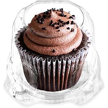 Cupcake Boxes Single Compartment By Green Direct - Stackable Cupcake Carrier - Plastic Dome Holder - Clear Containers BPA Free Pack of 100