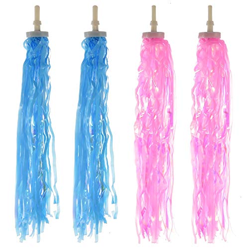 Handlebar Streamers, 4 Pairs Of Color Long Ribbons Streamers Kids Bicycles Bike Handlebars Scooters Scooters Tricycle Grips Tassels Streamers Baby Carrier Accessories Bicycles Decorated Blue And Pink