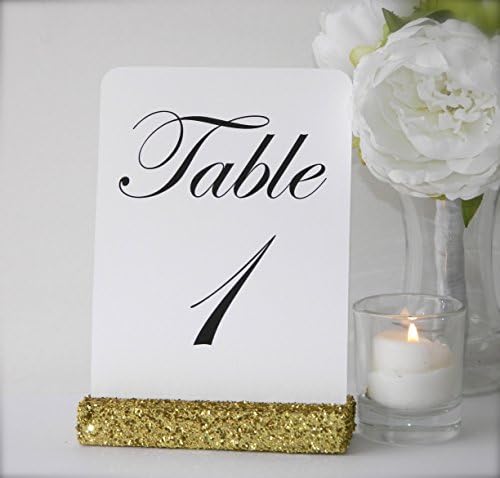 Gold or Silver Glitter Table Card Holder + 5 inch long + Table Card Holder - Wedding Table Number Holders SET OF 10
