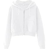 PUWEI Women's Casual Zip Up Drawstring Cropped Hoodie Hooded Crop Jacket Top with Pockets