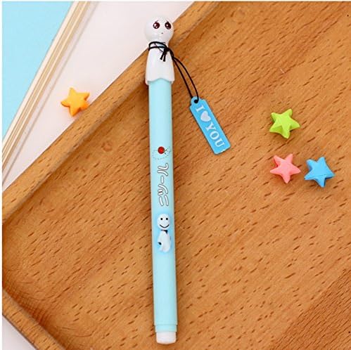 Thinkmax Creative Stationery Sunny Doll Fresh and Lovely Black Roller Ball Pen 0.38mm Sky Blue 6 Pcs