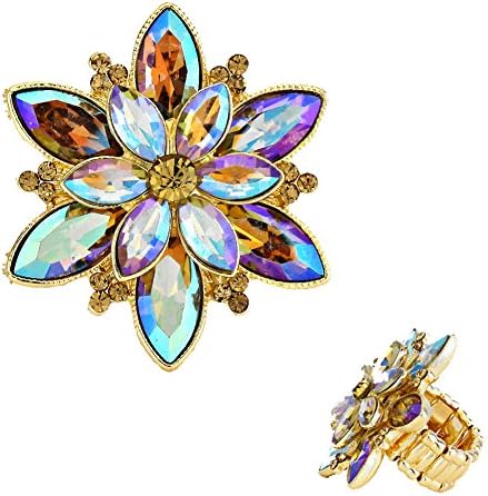 Modern Gems Rhinestone Flower Stretch Ring