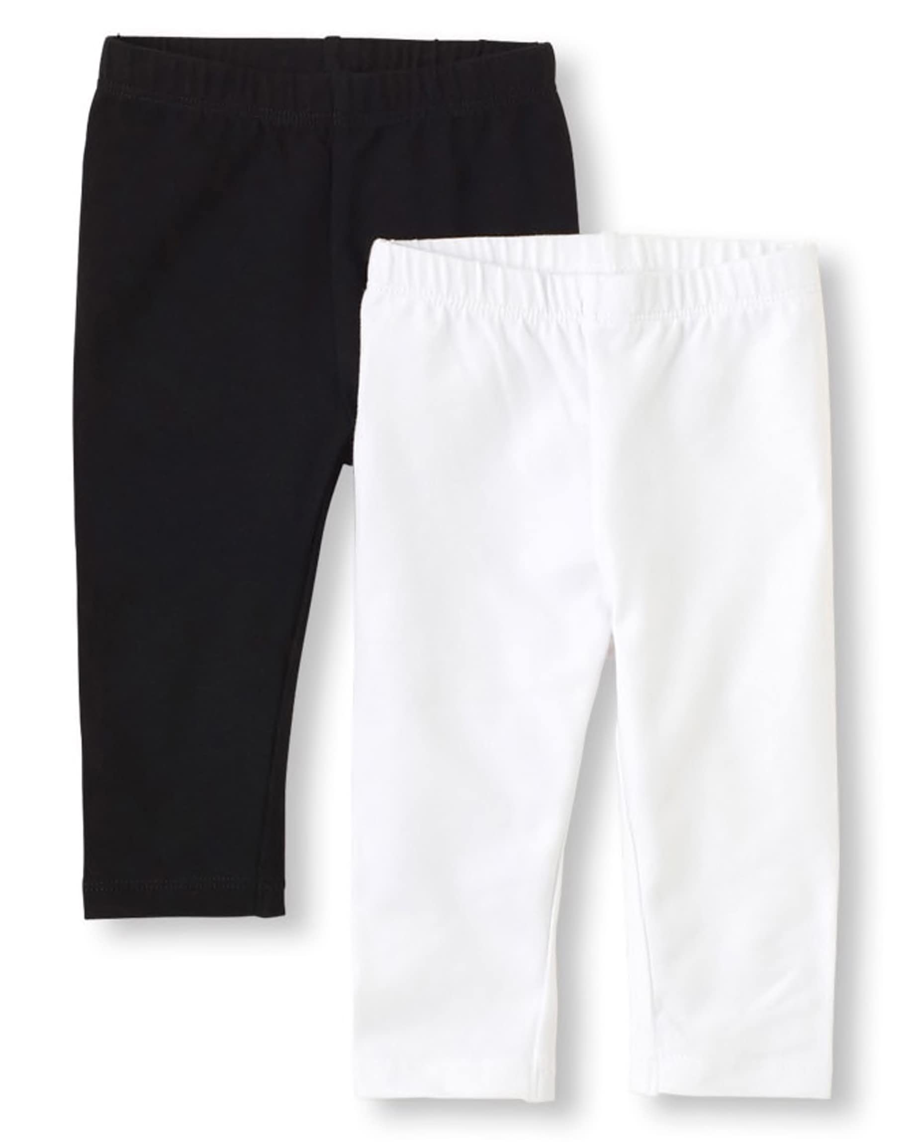 Photo 1 of The Children's Place Girls Baby and Toddler Capri Leggings 2-Pack Pants, Black/White 2 Pack, 3T US