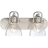 Minka Lavery Wall Light Fixtures 3412-84 Wall Bath Vanity Lighting, 2-Light 200 Watts, Brushed Nickel