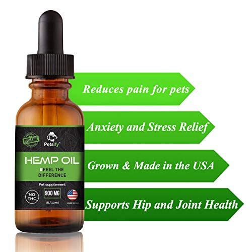Petsify Organic Hemp Oil for Dogs & Cats 900mg Supports Hip and