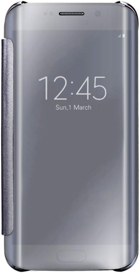 Galaxy S6 Edge Plus Smart Flip Case, Qirg Transparent Clear View Cover Hyperbolic Mirror Intelligent Protection Case for Samsung Galaxy S6 Edge Plus (Silver)