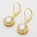 EVER FAITH 925 Sterling Silver Elegant Round CZ Prong Setting Dangle Earrings Clear Gold-Tone
