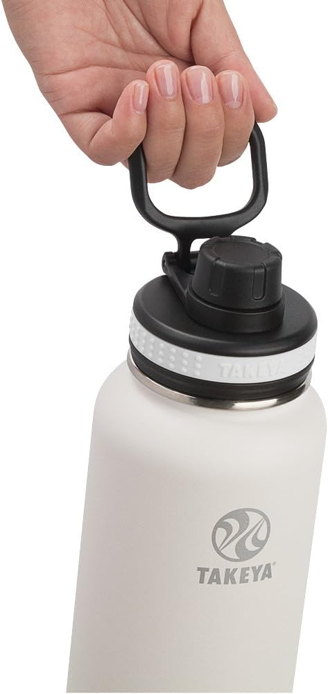 Takeya Originals Vacuum-Insulated Stainless-Steel Water Bottle, 40oz, White: Kitchen & Dining
