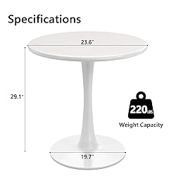 Howhio White Round Dining Table, 24 Inches Tulip