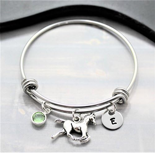 Sigmo CreationsHorse Bracelet - Horse Jewelry - Horse Gifts for Women - Personalized Birthstone & Initial
