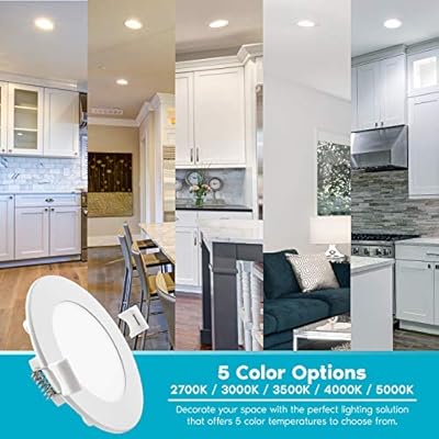 Luxrite 4 Inch Ultra Thin Led Recessed Light With Junction Box Color Temperature Selectable 2700k 3000k 3500k 4000k 5000k Dimmable Wafer Lights 750 Lumens Energy Star Ic Rated 4 Pack