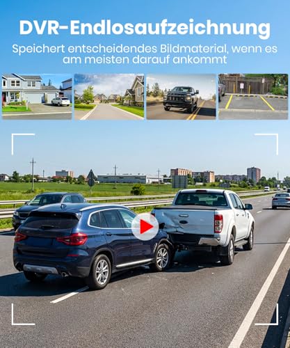 AUTO-VOX Dual Reversing Camera Wireless Solar: 6 Inch 16:9 HD Display, Two Antennas Strong Signal, Split Screen Display with Balanced Double Images, Suitable for Cars, SUVs, Trucks, Trailers