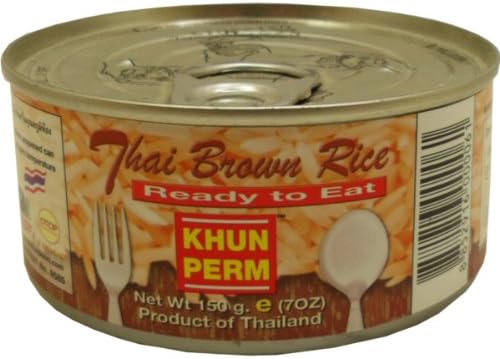 Thai Brown Rice (Cooked Rice) Ready to Eat Original Net Wt 150 g (5.29 Oz) Khunperm Brand x 3 cans