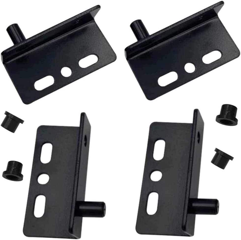 4Pcs Door Pivot Hinges with Bushing,Black Right Angle Pivot Hinge Hardware Accessories with Screws and Plastic Caps