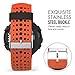 MoKo Watch Band Compatible with Garmin Forerunner 235, Soft Silicone Replacement Watch Band fit Garmin Forerunner 235/235 Lite/220/230/620/630/735XT/Approach S20/S6/S5 - Orange & Black