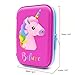 Cute Unicorn Embossed Hardtop Pencil Case - Kids Large Colored Pen Holder Box with Compartments - Girls Cosmetic Pouch Bag Stationery Organizer (Purple)