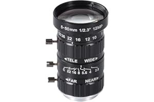 Zowietek 5-50mm 12MP C-Mount Low Distortion Zoom Lens, with C-CS Adapter, for ZowieCAM POV CS/C Mount, IMX477 Raspberry Pi HQ Camera, Industrial Telescope Lens, Manual Focus, Aperature