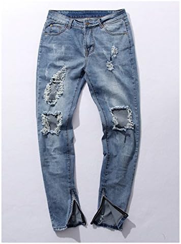 Mens Vintage Casual Ripped Broken Hole Jeans Denim Jogger Pants Plus (32)