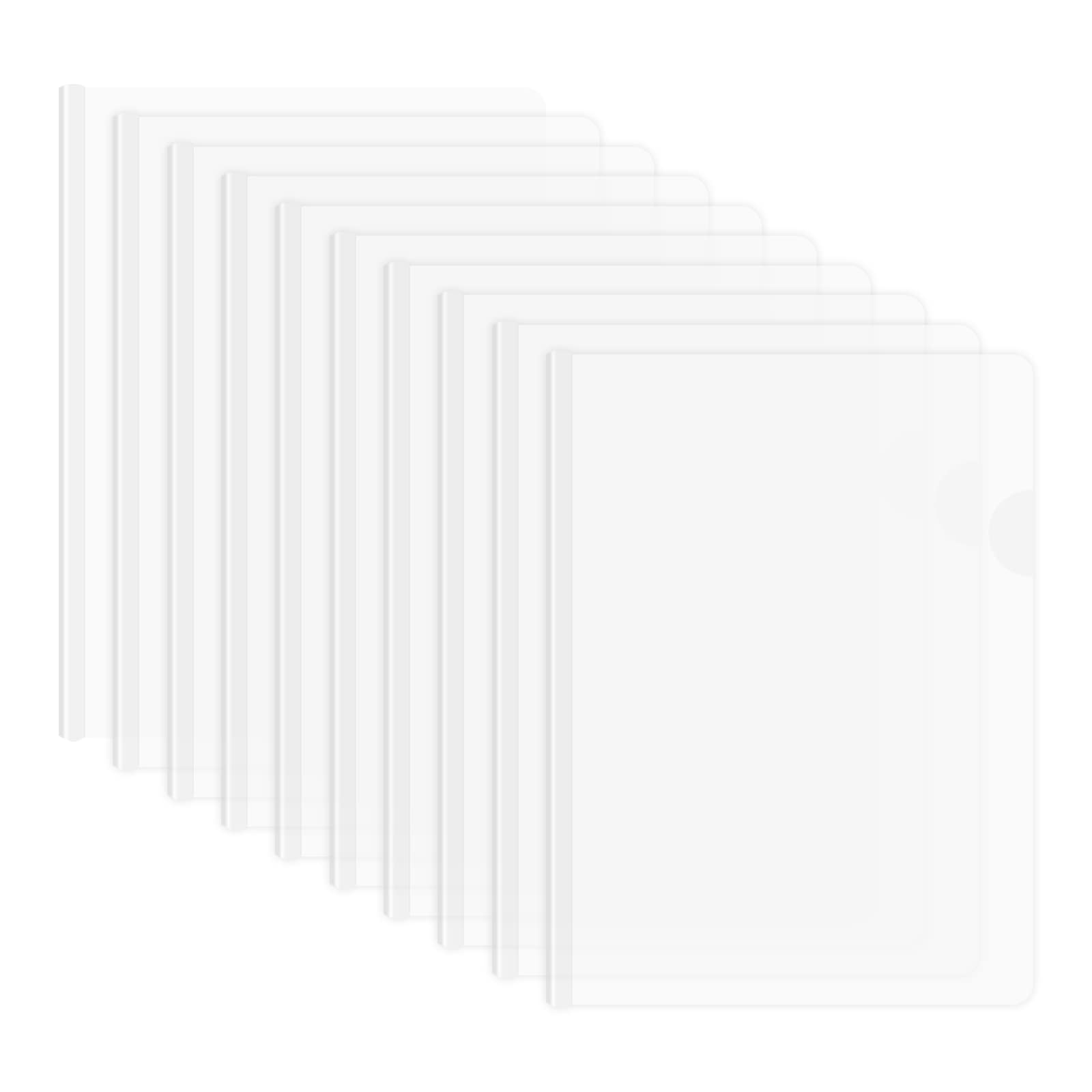 A4 Report Covers with Sliding Bar, 10 PCS Clear Report Cover, Plastic File Covers, Presentation File Folders Cover, Slide Binder and Cover for File Doucument Organizer.40 Sheet Capacity (White)