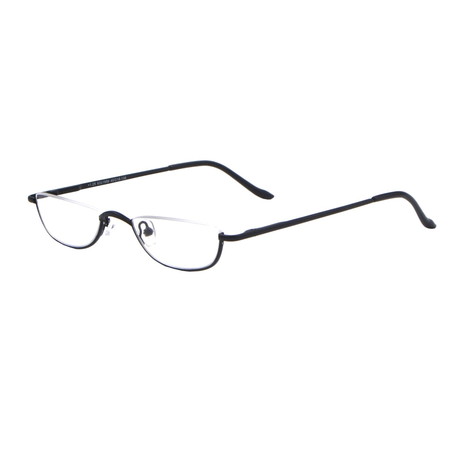 SIKAITE Portable Half Moon Reading Glasses for Men Women, Round Readers (+1.50, Black) — image 1